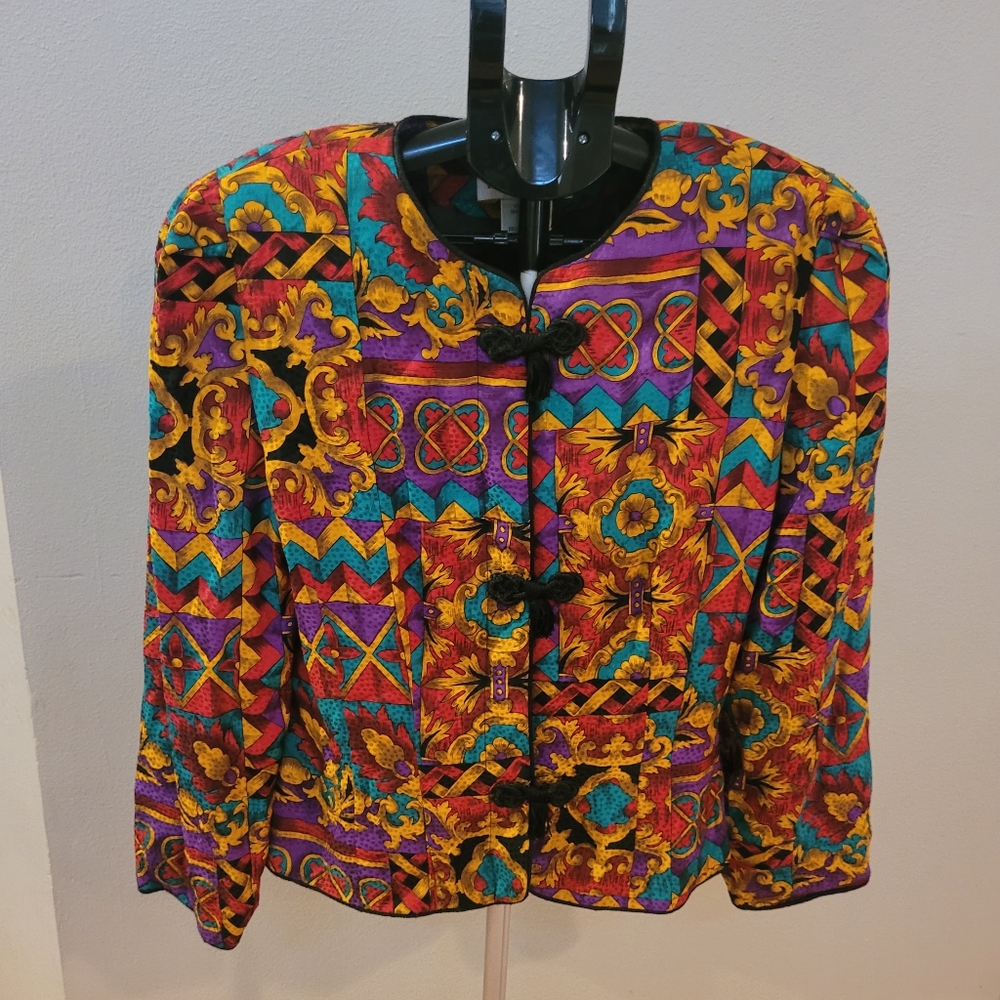 Vintage 100% Silk Multicolor Women's Jacket by Maggy London